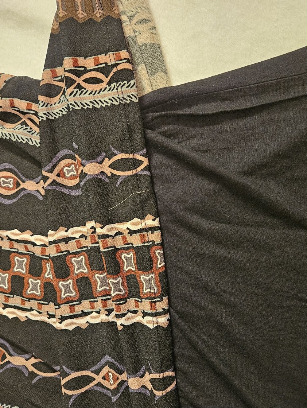 Free People Small Black Geometric Print Long Sleeve Mini Dress Boho - Picture 10 of 16